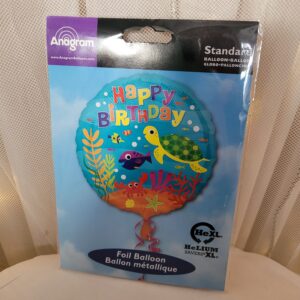 Folienballon Happy Birthday Schildkröte und Fisch