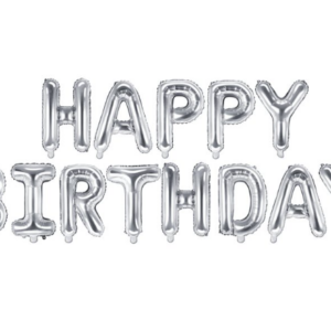 Folienballon Schriftzug happy birthday silber
