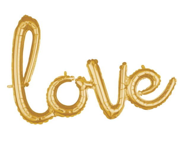 Folienballon Schriftzug love gold
