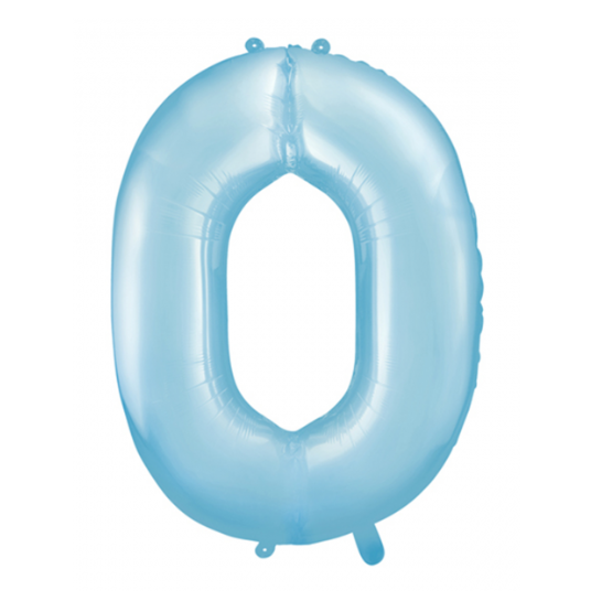 Folienballon Zahl 0 hellblau