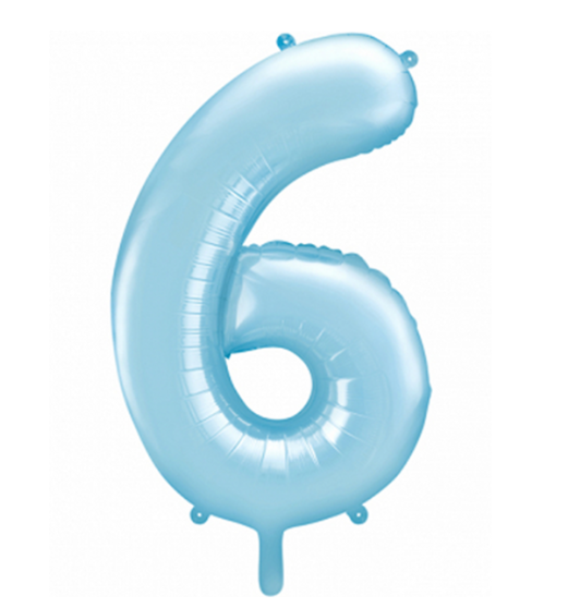 Folienballon Zahl 6 hellblau