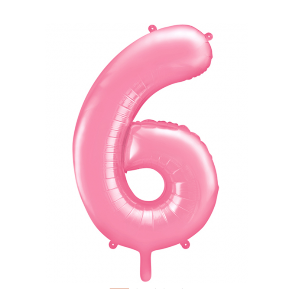 Folienballon Zahl 6 rosa