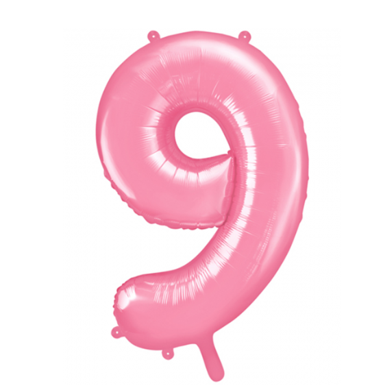 Folienballon Zahl 9 rosa